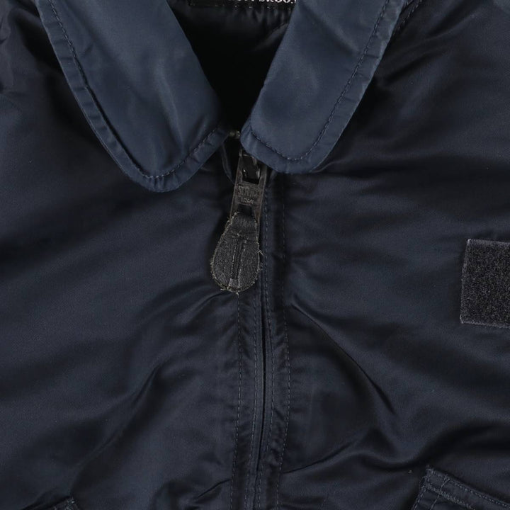 Civilian SCHOTT CWU-R padded military flight jacket, men's size small Nylon navy blue type Vintage Second Hand