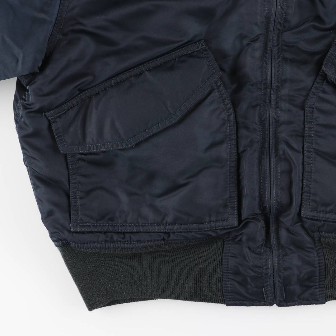 Civilian SCHOTT CWU-R padded military flight jacket, men's size small Nylon navy blue type Vintage Second Hand