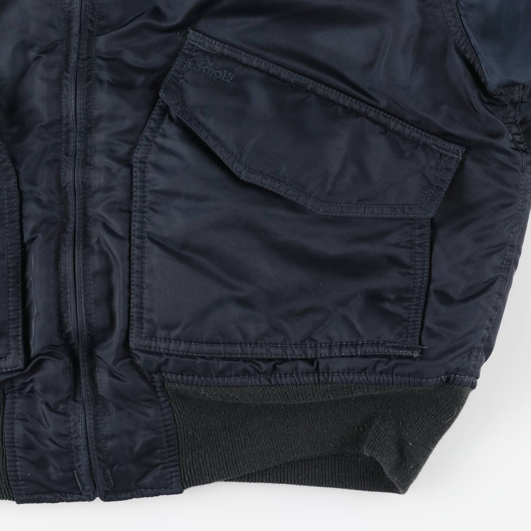 Civilian SCHOTT CWU-R padded military flight jacket, men's size small Nylon navy blue type Vintage Second Hand