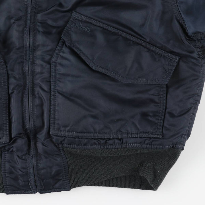 Civilian SCHOTT CWU-R padded military flight jacket, men's size small Nylon navy blue type Vintage Second Hand