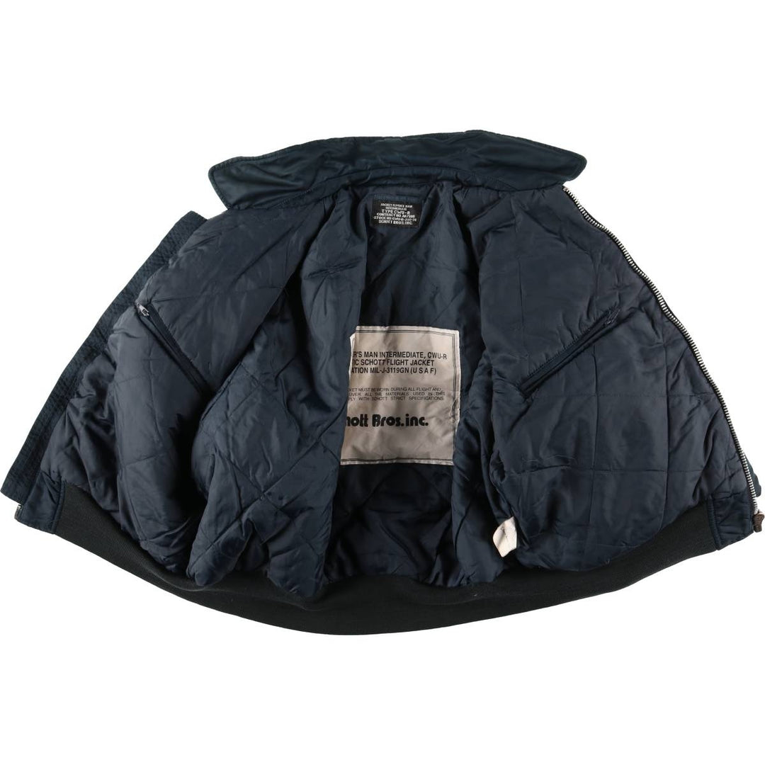 Civilian Schott CWU-R Type Padded Military Flight Jacket, Men's Size XL Nylon navy blue type Vintage Second Hand