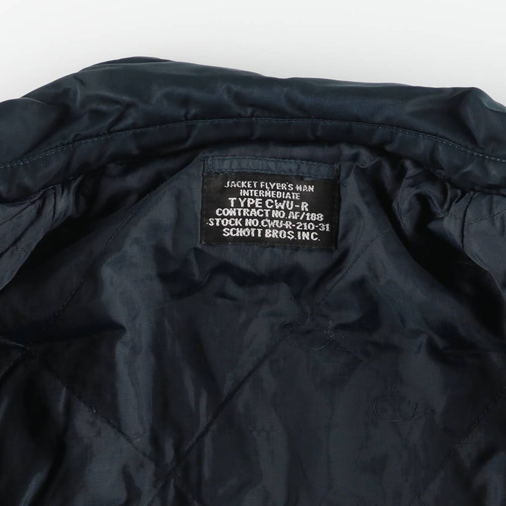Civilian Schott CWU-R Type Padded Military Flight Jacket, Men's Size XL Nylon navy blue type Vintage Second Hand