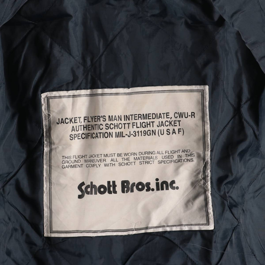Civilian Schott CWU-R Type Padded Military Flight Jacket, Men's Size XL Nylon navy blue type Vintage Second Hand