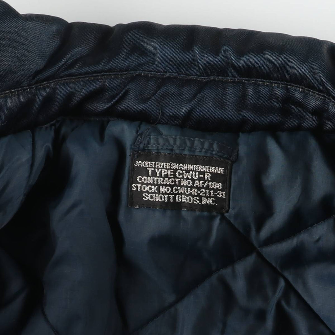 Civilian Schott CWU-R padded military flight jacket, men's size XXL Nylon navy blue type Vintage Second Hand