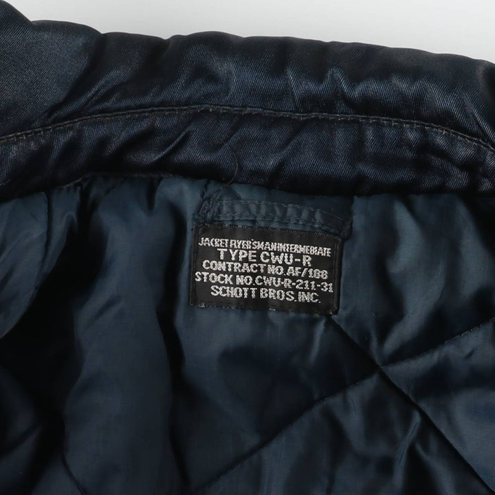 Civilian Schott CWU-R padded military flight jacket, men's size XXL Nylon navy blue type Vintage Second Hand