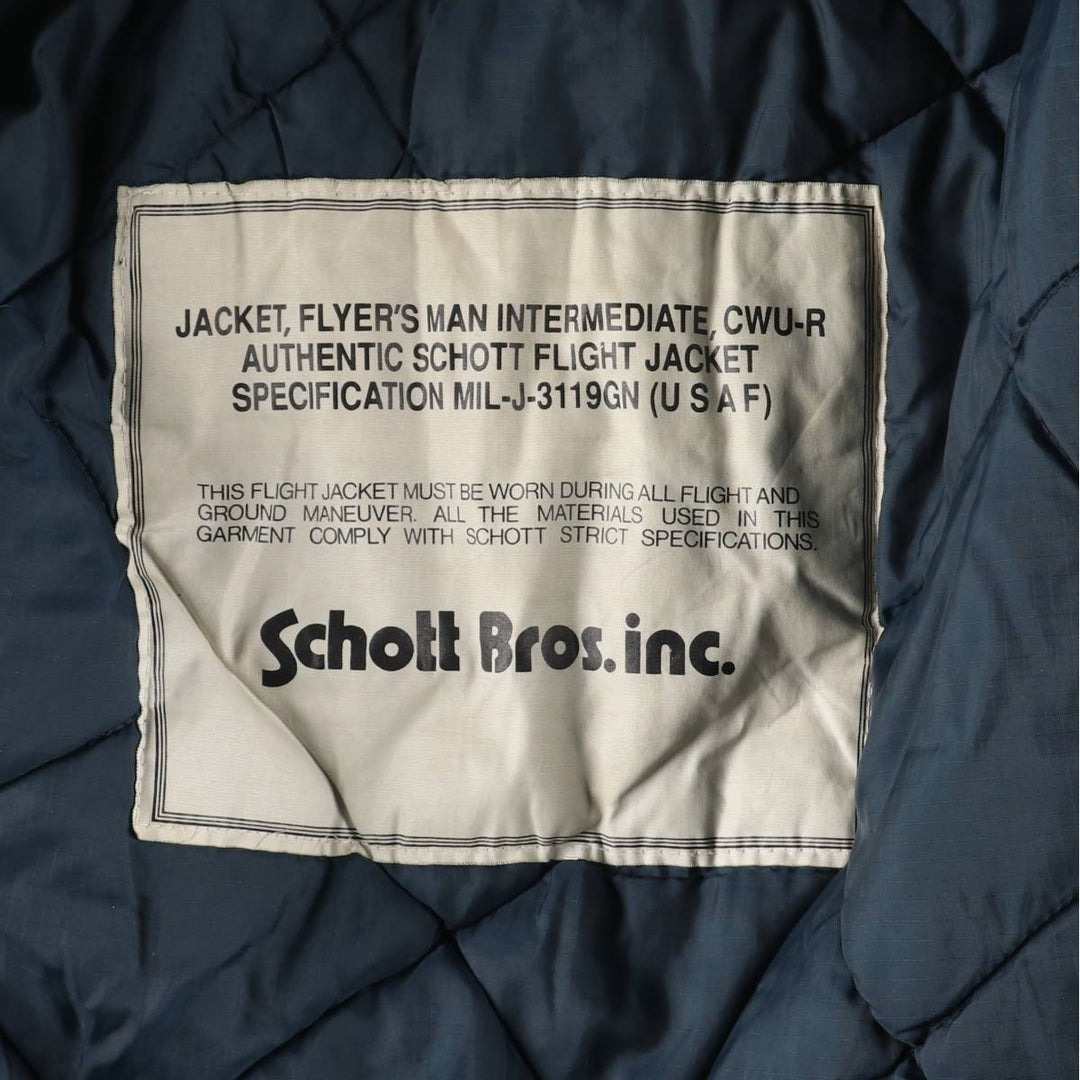 Civilian Schott CWU-R padded military flight jacket, men's size XXL Nylon navy blue type Vintage Second Hand