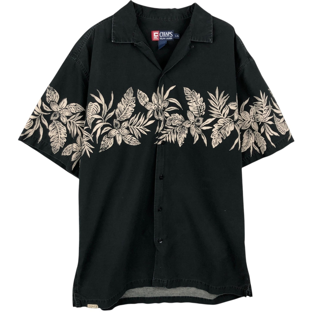 Ralph Lauren CHAPS Floral Hawaiian Aloha Shirt Box Shirt Men's Size L (approx.) cotton black type Vintage Second Hand