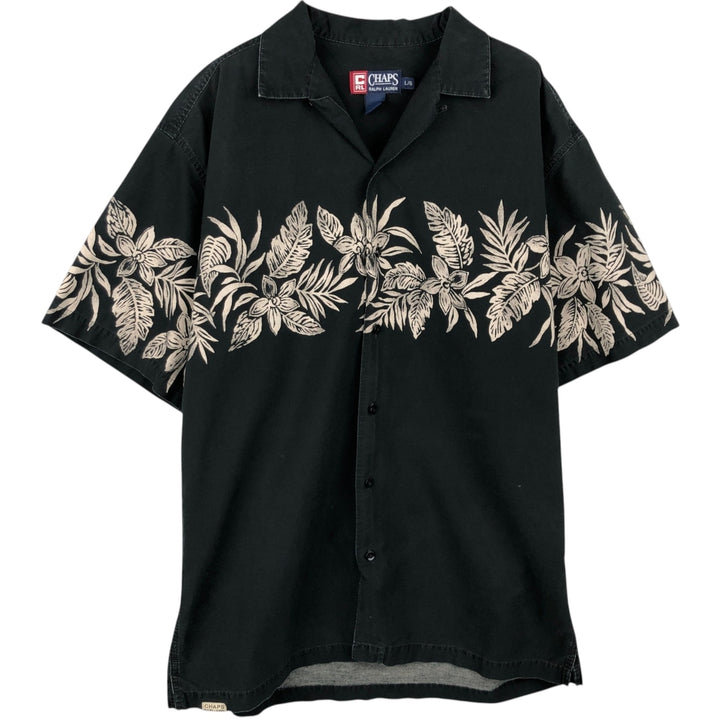 Ralph Lauren CHAPS Floral Hawaiian Aloha Shirt Box Shirt Men's Size L (approx.) cotton black type Vintage Second Hand