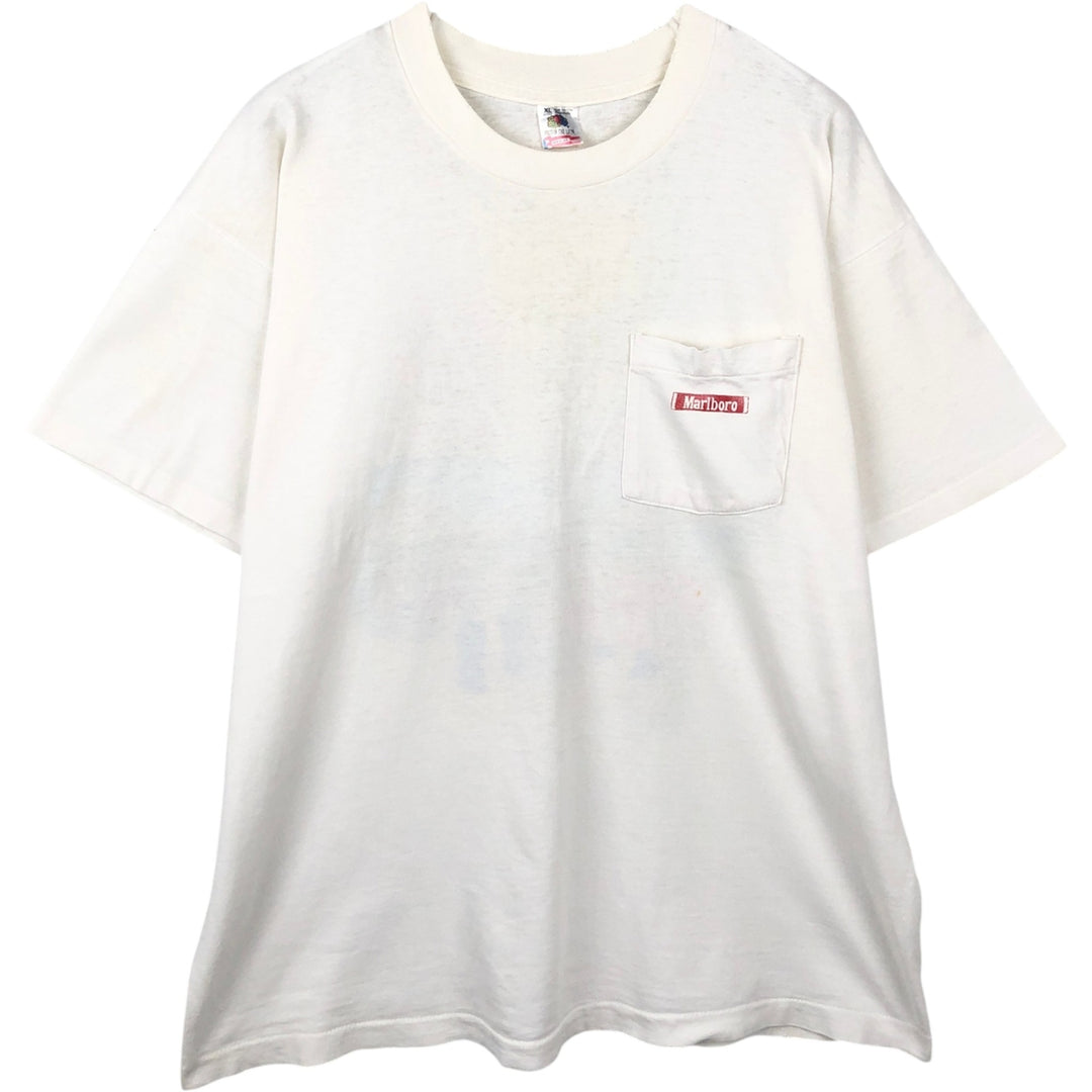 Vintage 90'S Fruit of the Loom Marlboro advertising T-shirt, Made in USA, Men's XL cotton white type Vintage Second Hand