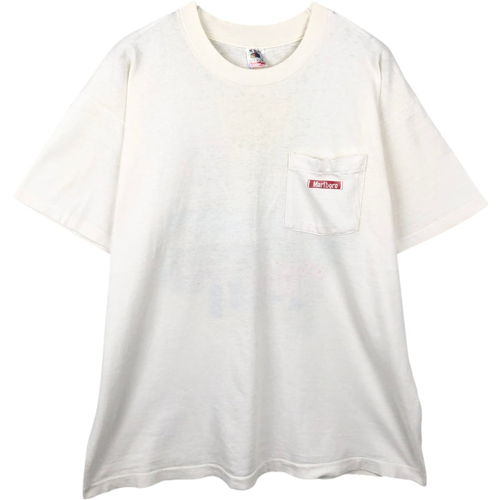Vintage 90'S Fruit of the Loom Marlboro advertising T-shirt, Made in USA, Men's XL cotton white type Vintage Second Hand