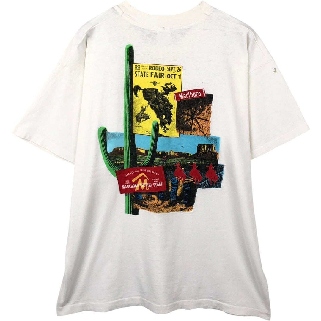 Vintage 90'S Fruit of the Loom Marlboro advertising T-shirt, Made in USA, Men's XL cotton white type Vintage Second Hand
