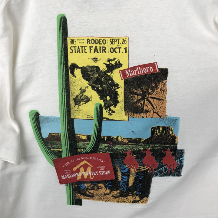 Vintage 90'S Fruit of the Loom Marlboro advertising T-shirt, Made in USA, Men's XL cotton white type Vintage Second Hand