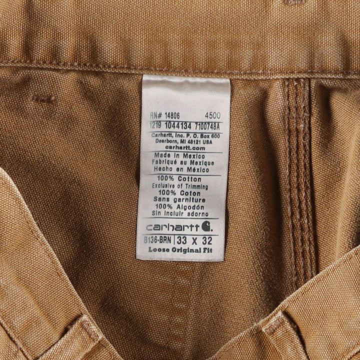 Carhartt Loose Original Fit Double Knee Duck Painter Pants Men's W32 equivalent cotton beige type brown Vintage Second Hand