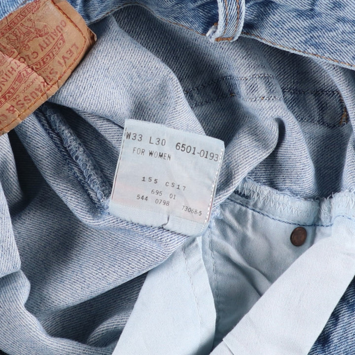 90'S Levi's 6501-0193 Straight Denim Pants, Made in USA, Women's Size XL (W32), Vintage cotton blue type Vintage Second Hand