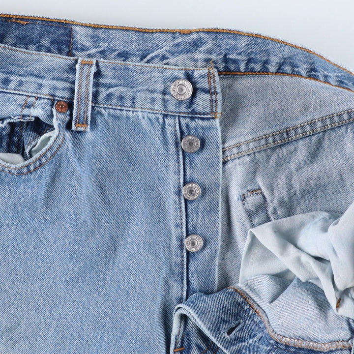 90'S Levi's 6501-0193 Straight Denim Pants, Made in USA, Women's Size XL (W32), Vintage cotton blue type Vintage Second Hand