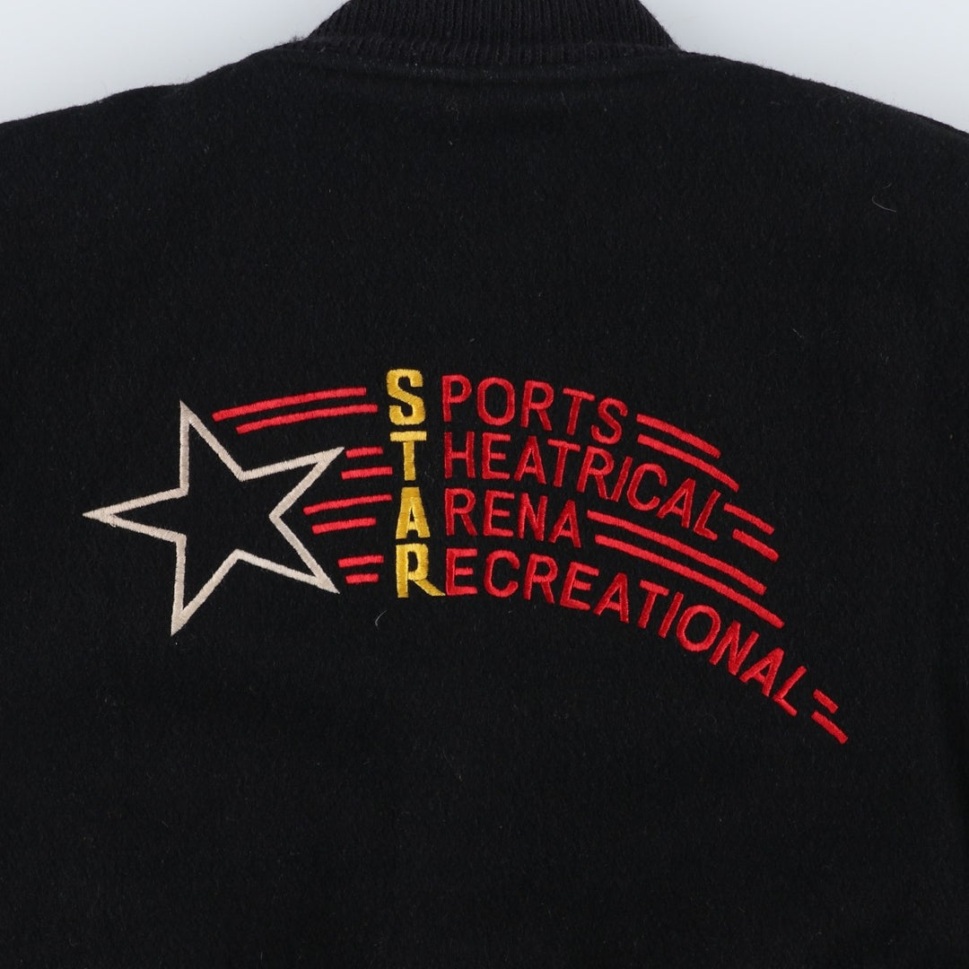 Vintage 1980'S Batwin Varsity Jacket with Padded Leather Sleeves and Wool Buttons, Made in USA, Men's XL unclear black type Vintage Second Hand