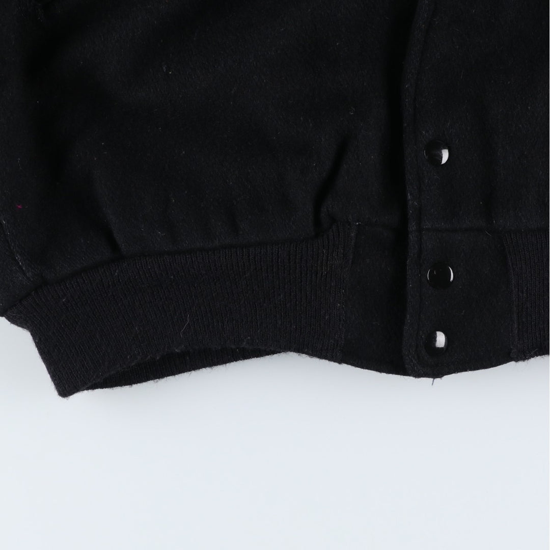 Vintage 1980'S Batwin Varsity Jacket with Padded Leather Sleeves and Wool Buttons, Made in USA, Men's XL unclear black type Vintage Second Hand