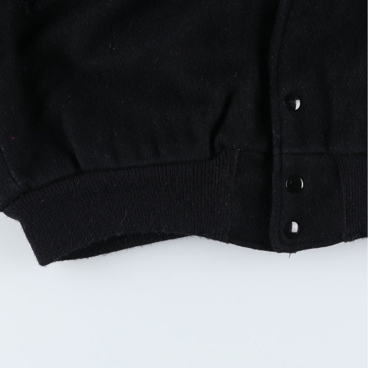 Vintage 1980'S Batwin Varsity Jacket with Padded Leather Sleeves and Wool Buttons, Made in USA, Men's XL unclear black type Vintage Second Hand