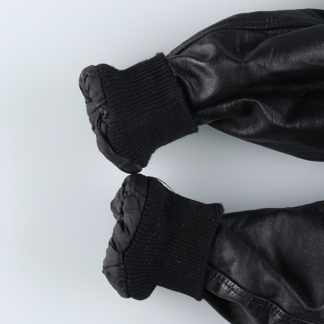 Vintage 1980'S Batwin Varsity Jacket with Padded Leather Sleeves and Wool Buttons, Made in USA, Men's XL unclear black type Vintage Second Hand