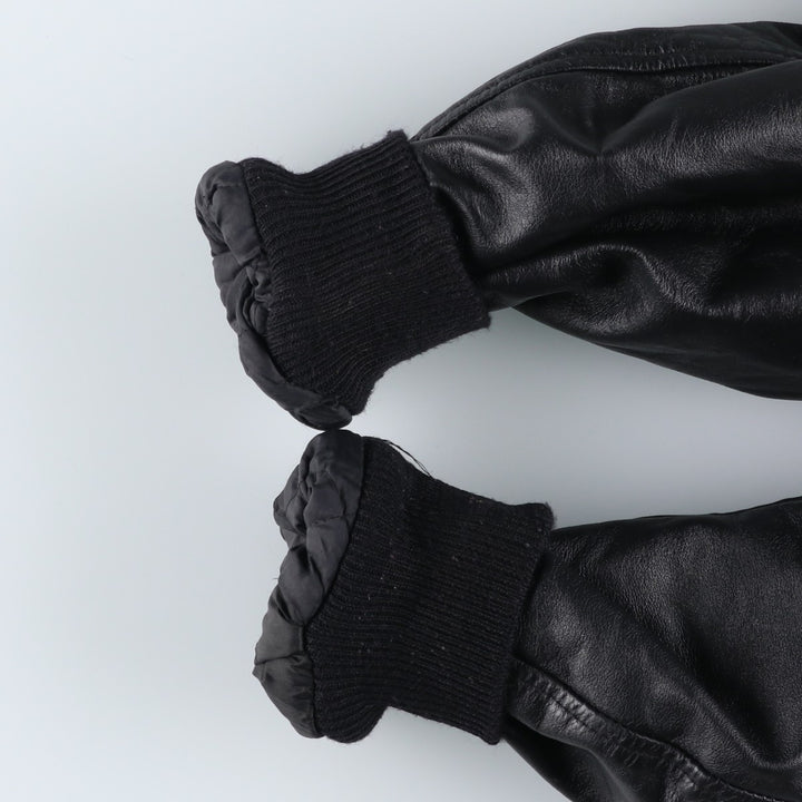 Vintage 1980'S Batwin Varsity Jacket with Padded Leather Sleeves and Wool Buttons, Made in USA, Men's XL unclear black type Vintage Second Hand