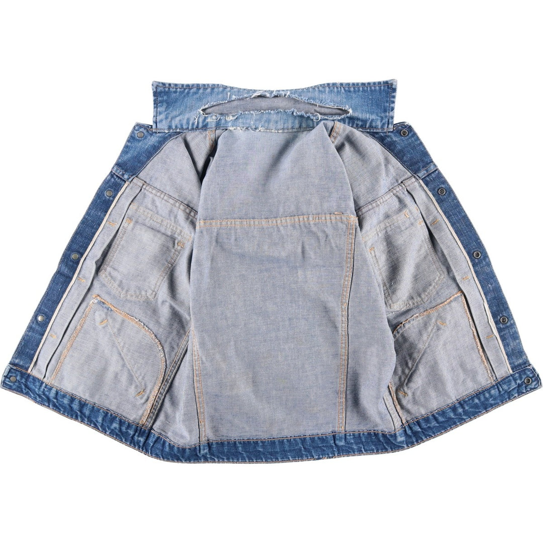 Vintage 1970'S denim jacket, size S, women's, short length unclear blue type Vintage Second Hand