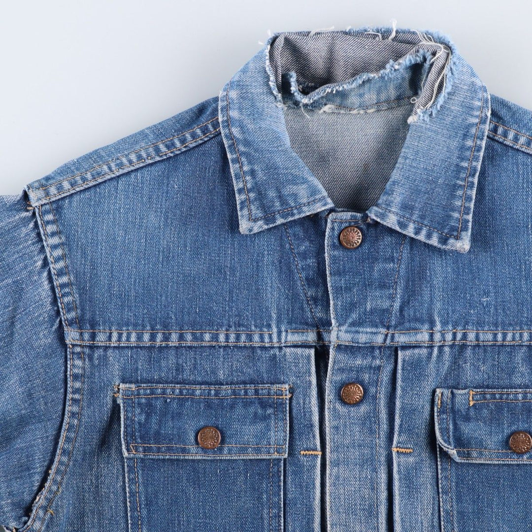 Vintage 1970'S denim jacket, size S, women's, short length unclear blue type Vintage Second Hand