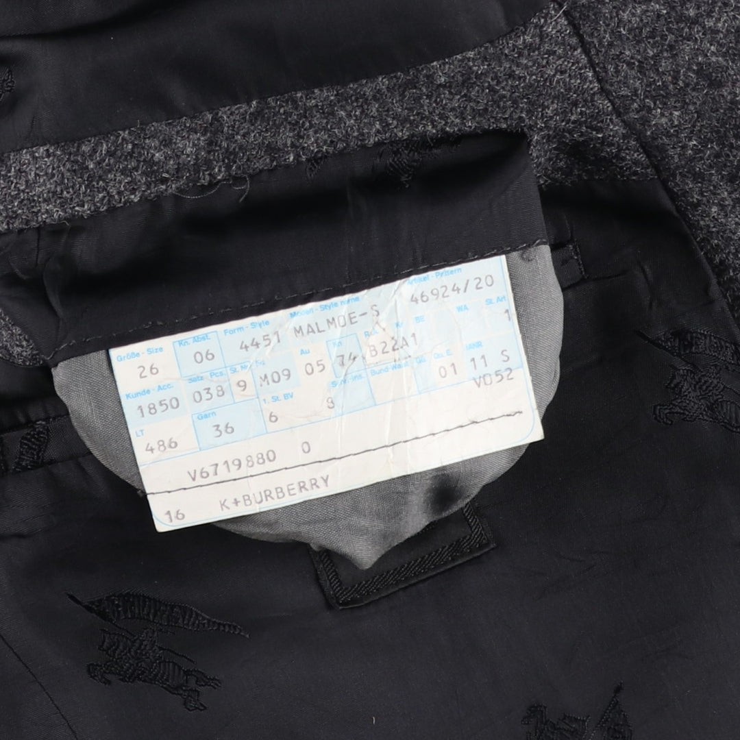 Vintage Burberry wool tailored jacket, size M, men's wool Charcoal Vintage Second Hand