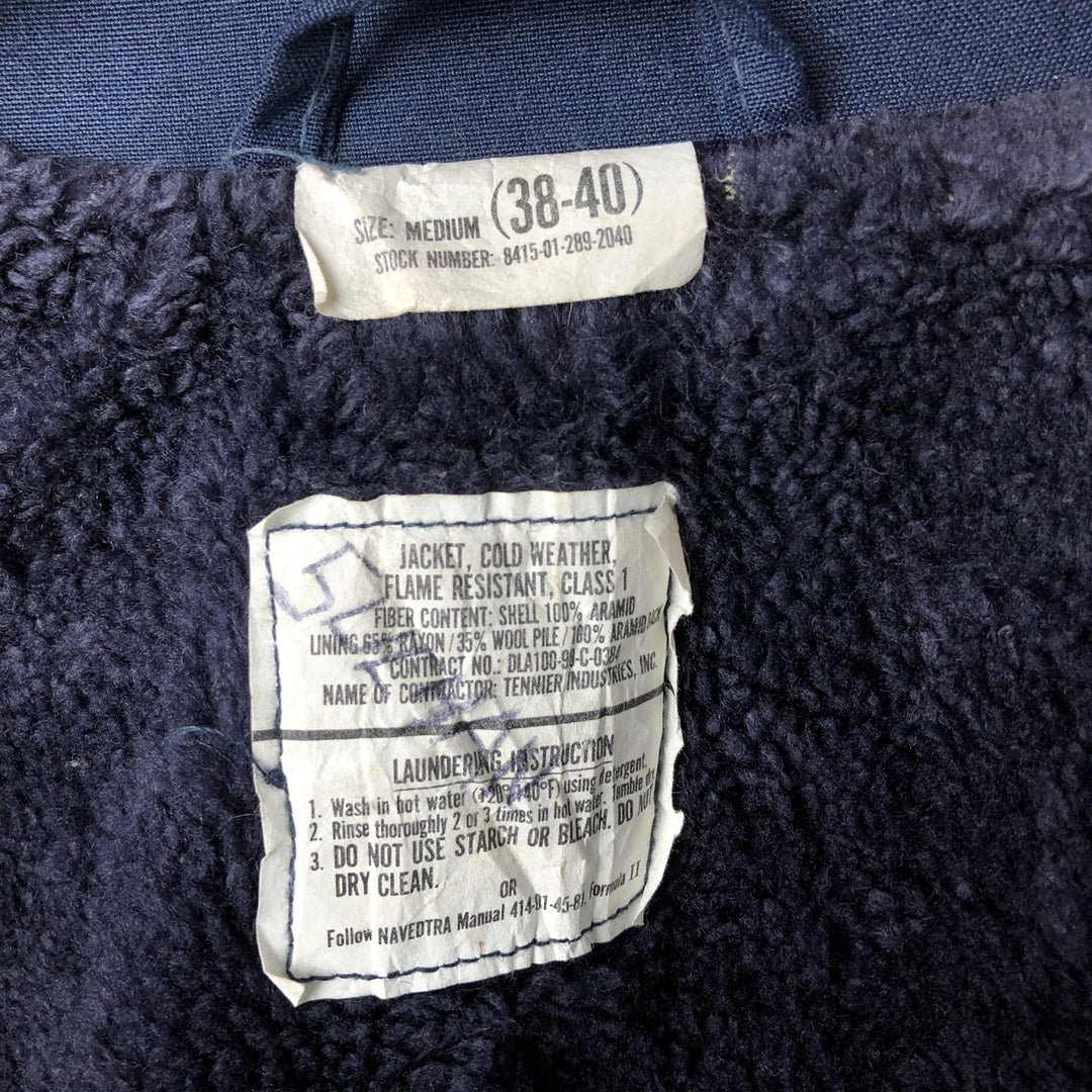 1990'S US Navy Aramid Deck Jacket, Made in USA, Size Medium (38-40), Men's M Aramid navy blue type Vintage Second Hand