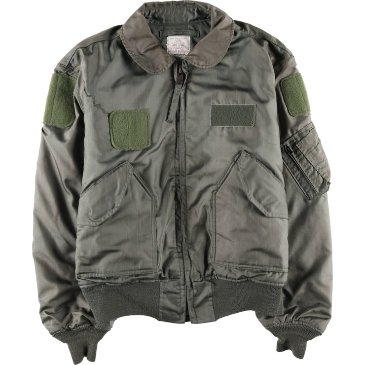 1980'S US Military CWU-45P Padded Military Flight Jacket, Made in USA, Large, Men's Size L, Vintage Aromatic polyamide Khaki type Vintage Second Hand