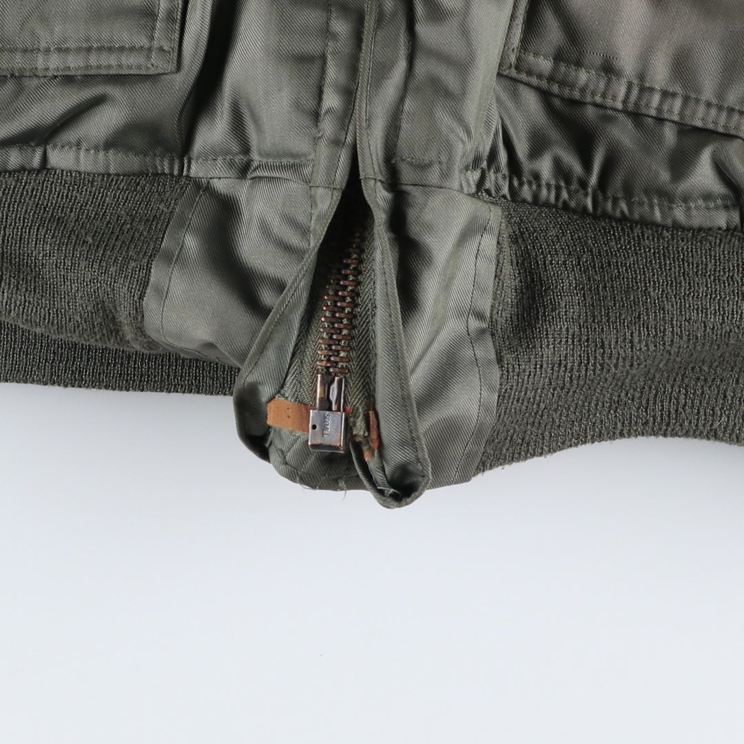 1980'S US Military CWU-45P Padded Military Flight Jacket, Made in USA, Large, Men's Size L, Vintage Aromatic polyamide Khaki type Vintage Second Hand