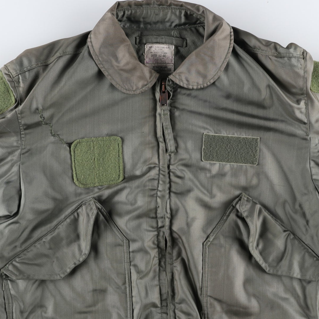 1980'S US Military CWU-45P Padded Military Flight Jacket, Made in USA, Large, Men's Size L, Vintage Aromatic polyamide Khaki type Vintage Second Hand