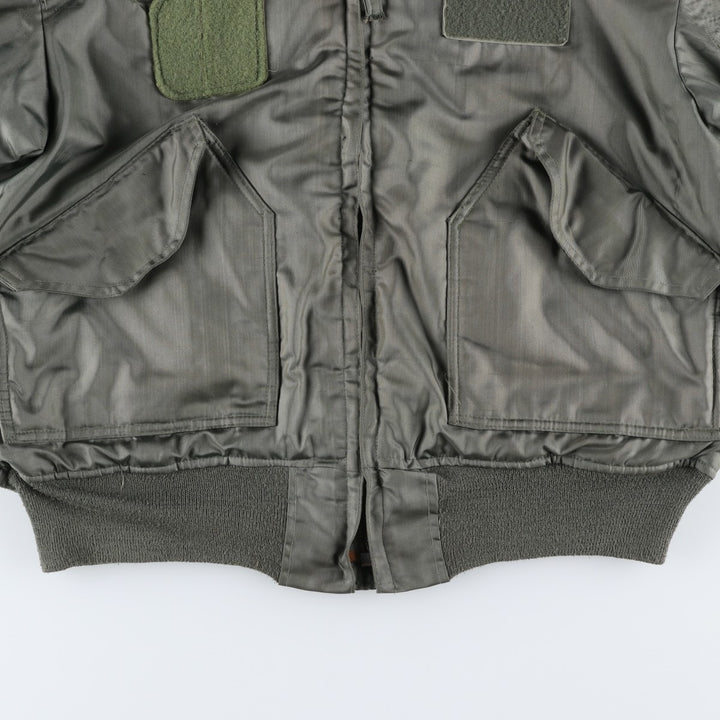 1980'S US Military CWU-45P Padded Military Flight Jacket, Made in USA, Large, Men's Size L, Vintage Aromatic polyamide Khaki type Vintage Second Hand