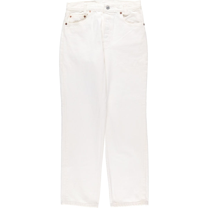 90'S Levi's 701-0651 STUDENT White Denim Straight Leg Denim Pants, Made in USA, Women's Size L (W28), Vintage cotton white type Vintage Second Hand