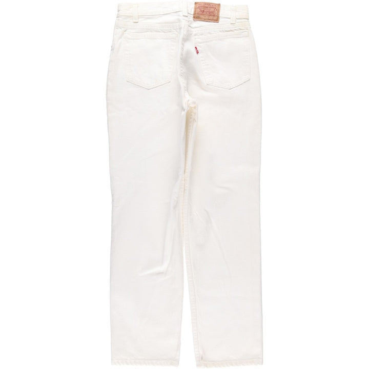 90'S Levi's 701-0651 STUDENT White Denim Straight Leg Denim Pants, Made in USA, Women's Size L (W28), Vintage cotton white type Vintage Second Hand