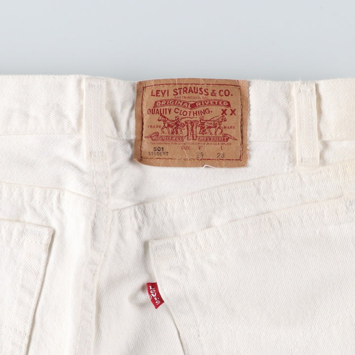 90'S Levi's 701-0651 STUDENT White Denim Straight Leg Denim Pants, Made in USA, Women's Size L (W28), Vintage cotton white type Vintage Second Hand