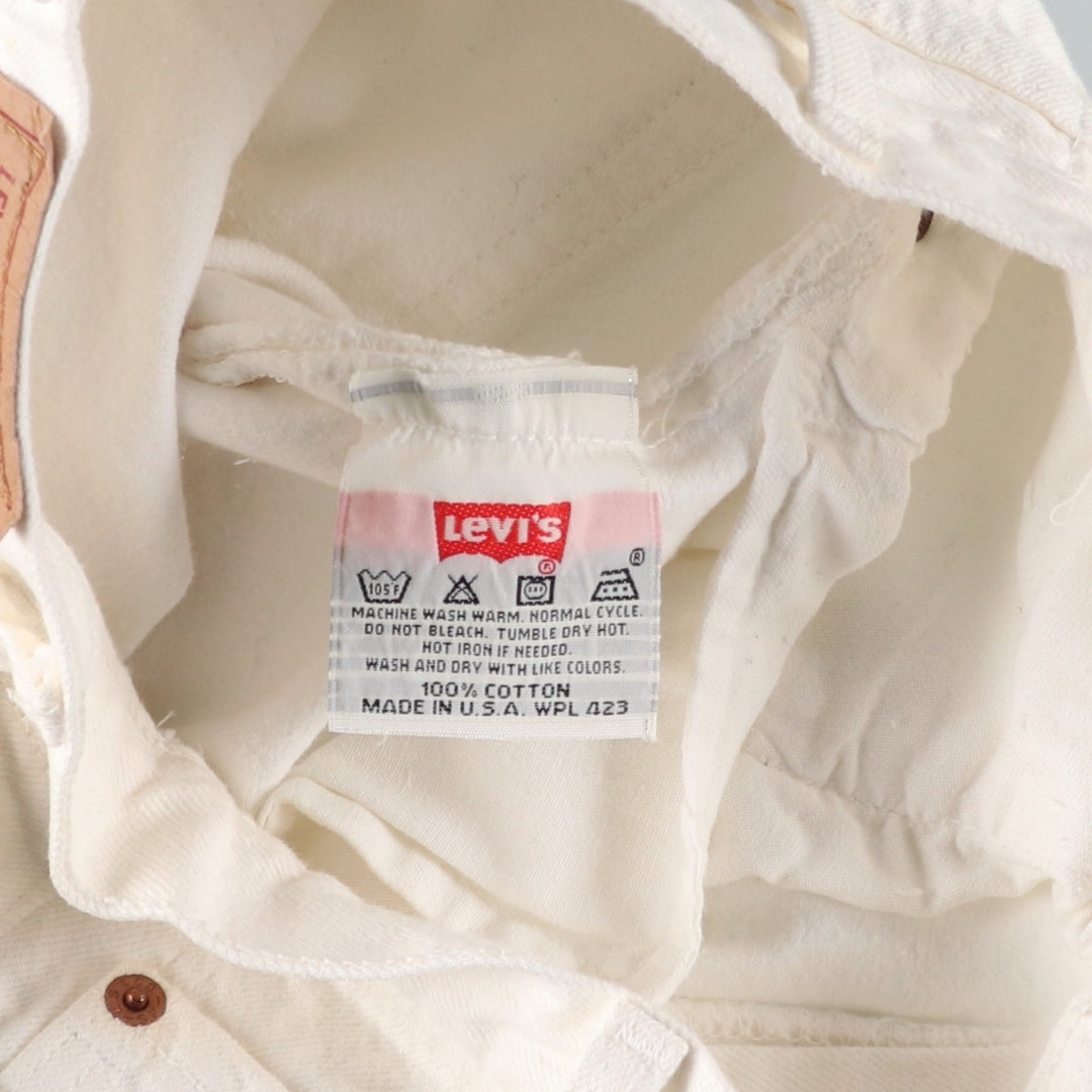 90'S Levi's 701-0651 STUDENT White Denim Straight Leg Denim Pants, Made in USA, Women's Size L (W28), Vintage cotton white type Vintage Second Hand