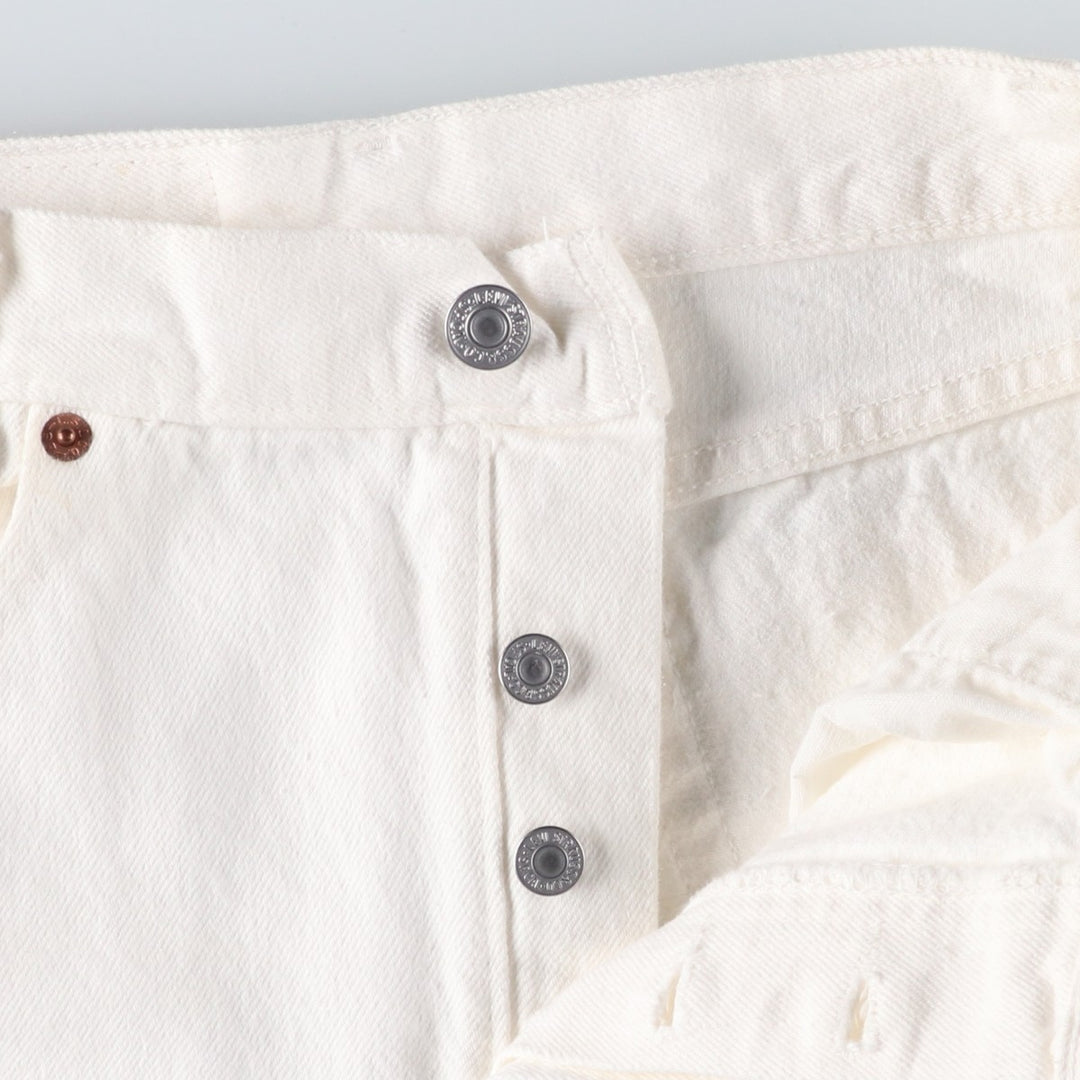 90'S Levi's 701-0651 STUDENT White Denim Straight Leg Denim Pants, Made in USA, Women's Size L (W28), Vintage cotton white type Vintage Second Hand