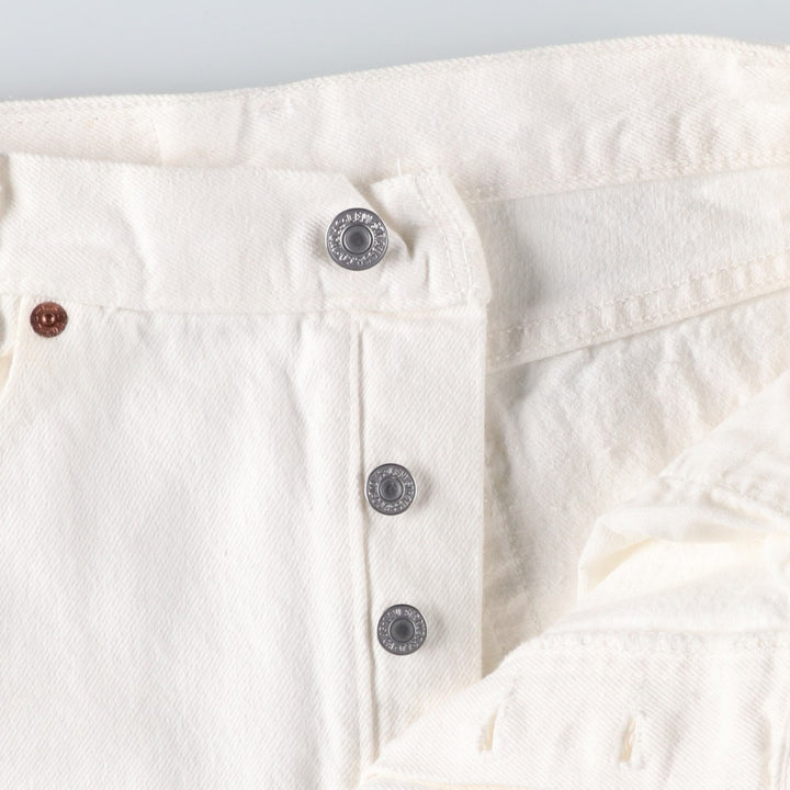 90'S Levi's 701-0651 STUDENT White Denim Straight Leg Denim Pants, Made in USA, Women's Size L (W28), Vintage cotton white type Vintage Second Hand