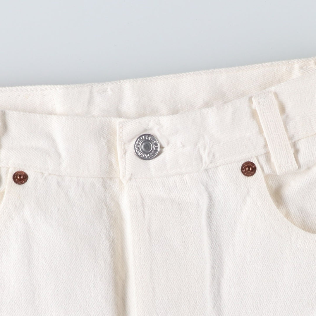 90'S Levi's 701-0651 STUDENT White Denim Straight Leg Denim Pants, Made in USA, Women's Size L (W28), Vintage cotton white type Vintage Second Hand