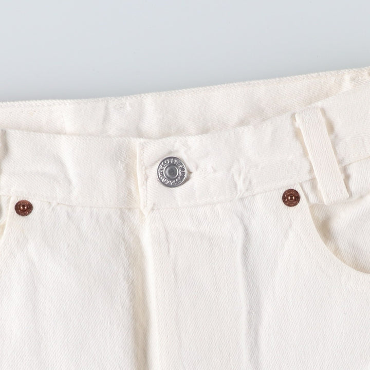 90'S Levi's 701-0651 STUDENT White Denim Straight Leg Denim Pants, Made in USA, Women's Size L (W28), Vintage cotton white type Vintage Second Hand