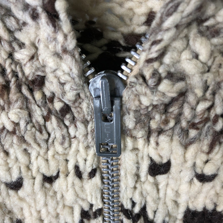 Vintage 1970'S UNKNOW all-over print Cowichan sweater, size L, men's unclear Beige type Vintage Second Hand