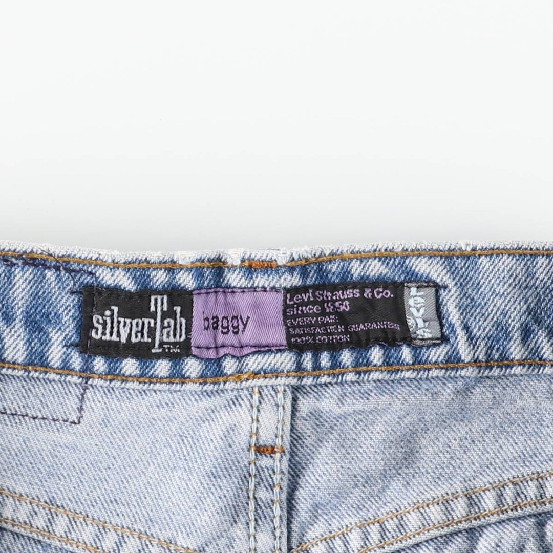 90'S Levi's Silver Tab BAGGY Student Tapered Denim Pants, Made in USA, Women's Size L (W30 equivalent), Vintage cotton Blue type light blue Vintage Second Hand