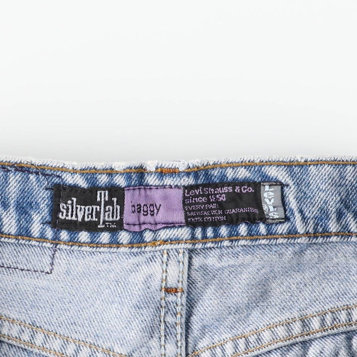 90'S Levi's Silver Tab BAGGY Student Tapered Denim Pants, Made in USA, Women's Size L (W30 equivalent), Vintage cotton Blue type light blue Vintage Second Hand