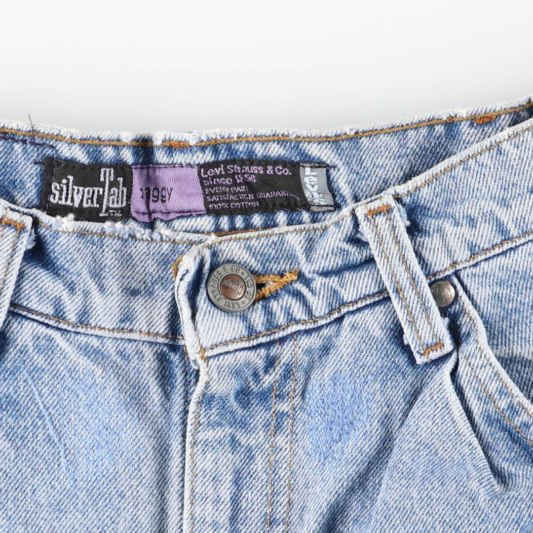 90'S Levi's Silver Tab BAGGY Student Tapered Denim Pants, Made in USA, Women's Size L (W30 equivalent), Vintage cotton Blue type light blue Vintage Second Hand