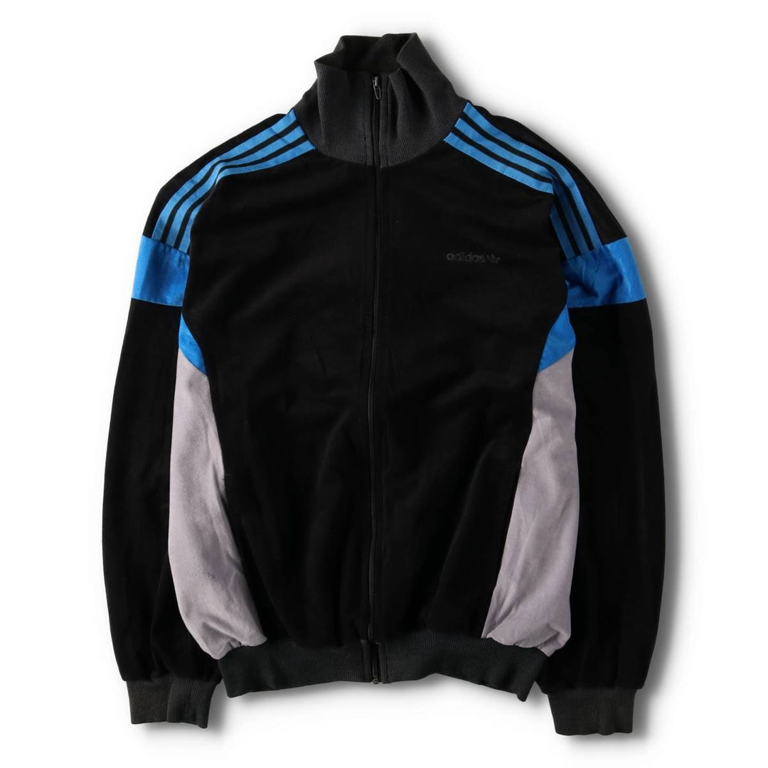 Vintage 1970'S adidas VENTEX velour jersey track jacket, men's size XL polyester black type Vintage Second Hand
