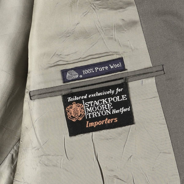 Burberry's wool tailored jacket, made in the USA, size L wool gray type Vintage Second Hand