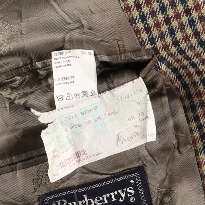 Burberry's Check Pattern Wool Tailored Jacket, Men's Size XL wool brown type Vintage Second Hand
