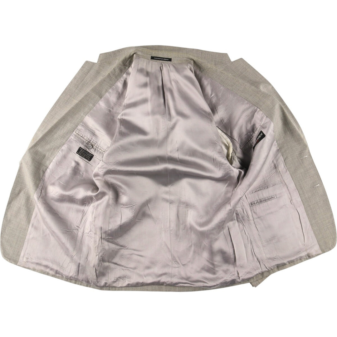 Yves Saint Laurent Check Pattern Tailored Jacket, Made in France, Men's Size L unclear gray type Vintage Second Hand