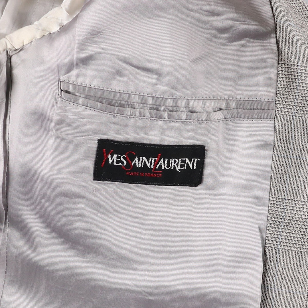 Yves Saint Laurent Check Pattern Tailored Jacket, Made in France, Men's Size L unclear gray type Vintage Second Hand