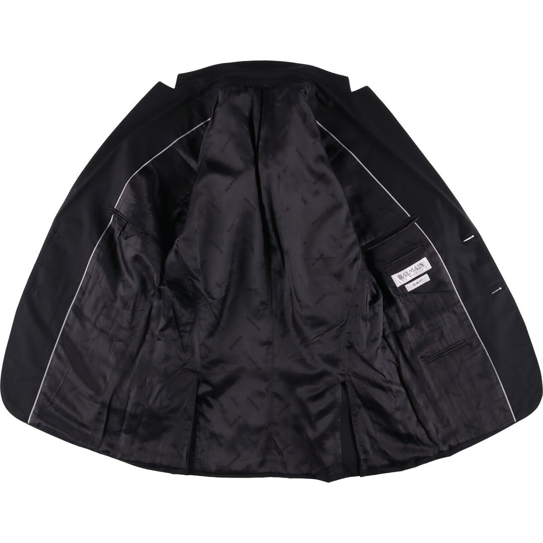 Balmain Slim Fit Wool Tailored Jacket, Men's Size M wool black type Vintage Second Hand